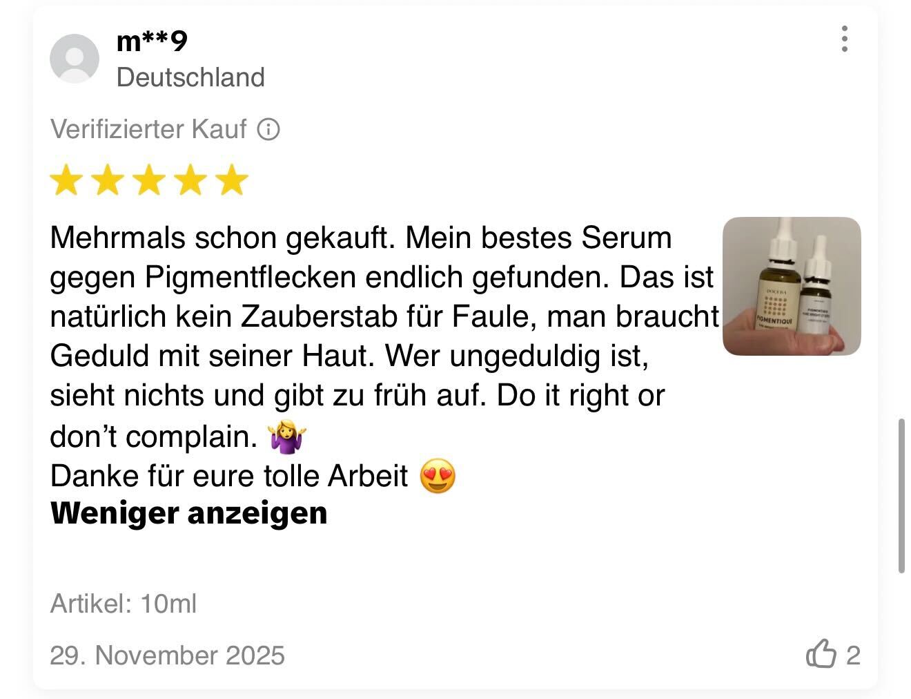 Verifizierte TikTok-Shop-Bewertung 1