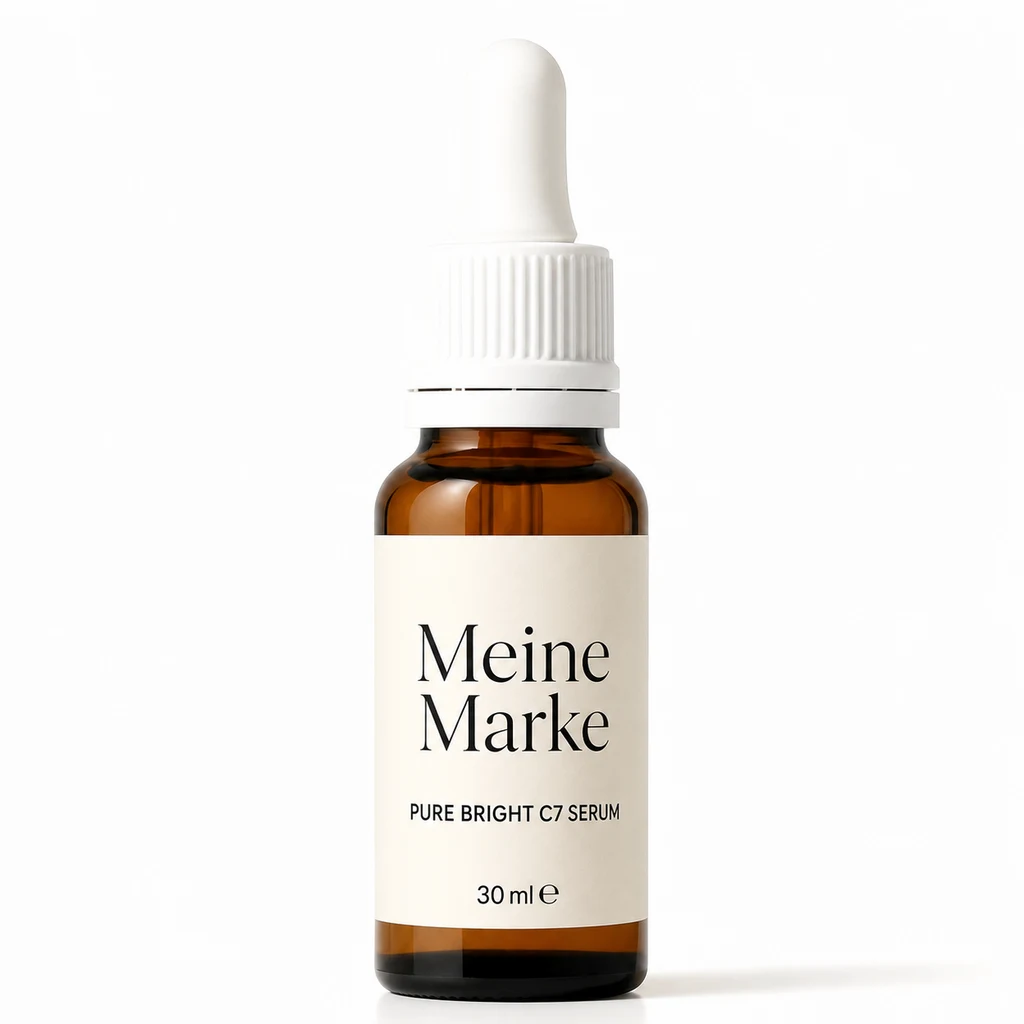 Pure Bright C7 Serum als fotografiertes Produkt mit eigener Marke